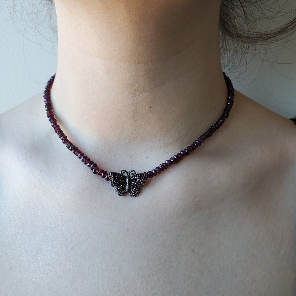 Garnet Butterfly Necklace